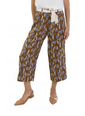 Pantalone  palazzo in viscosa con cintura fantasia 
